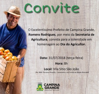 Secretaria Municipal de Agricultura realiza nesta terça-feira programação alusiva ao Dia do Agricultor
