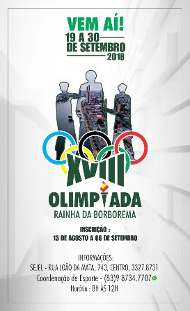 Inscrições para Olimpíada “Rainha da Borborema” começam nesta segunda-feira
