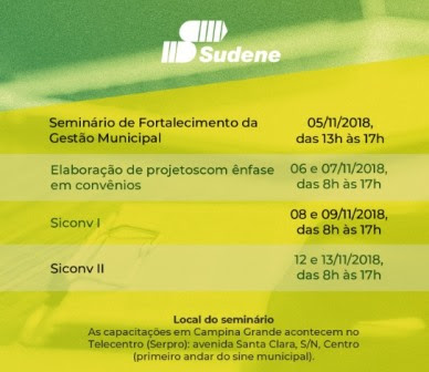Sudene e Prefeitura de Campina Grande promovem Seminário sobre Fortalecimento da Gestão Municipal para o Desenvolvimento Local