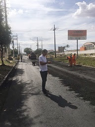 Romero vistoria segunda e definitiva aplicação de asfalto na João Wallig