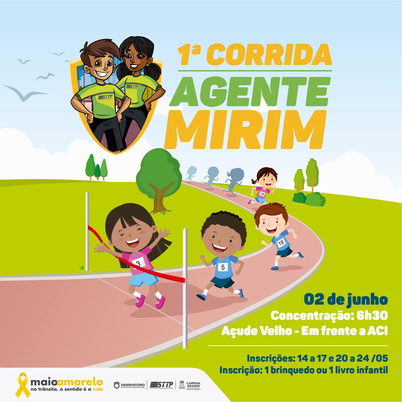 Corrida Agente Mirim agita encerramento do  Maio Amarelo e STTP inicia entrega dos kits