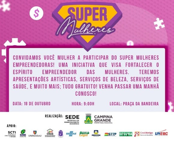Prefeitura realizará “Super Mulheres” na próxima sexta-feira na Praça da Bandeira