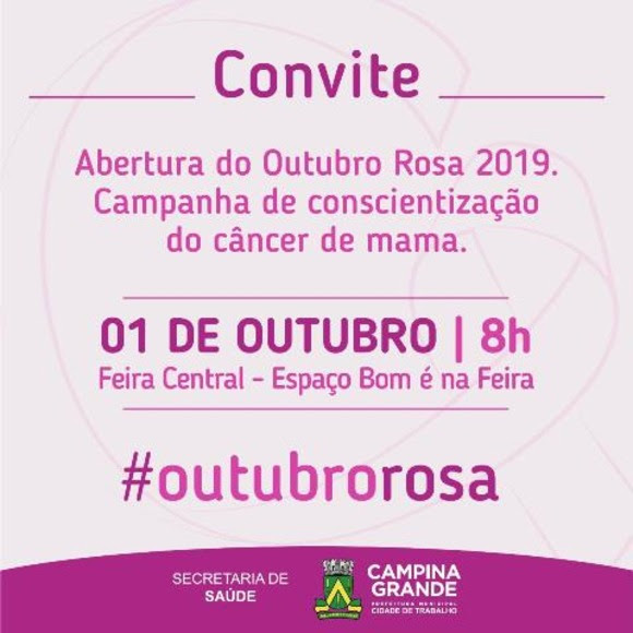 Campanha Outubro Rosa será lançada nesta terça na Feira Central de Campina Grande