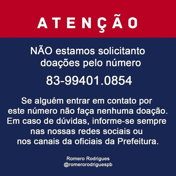 Golpista usa o nome do prefeito de Campina Grande para arrecadar dinheiro