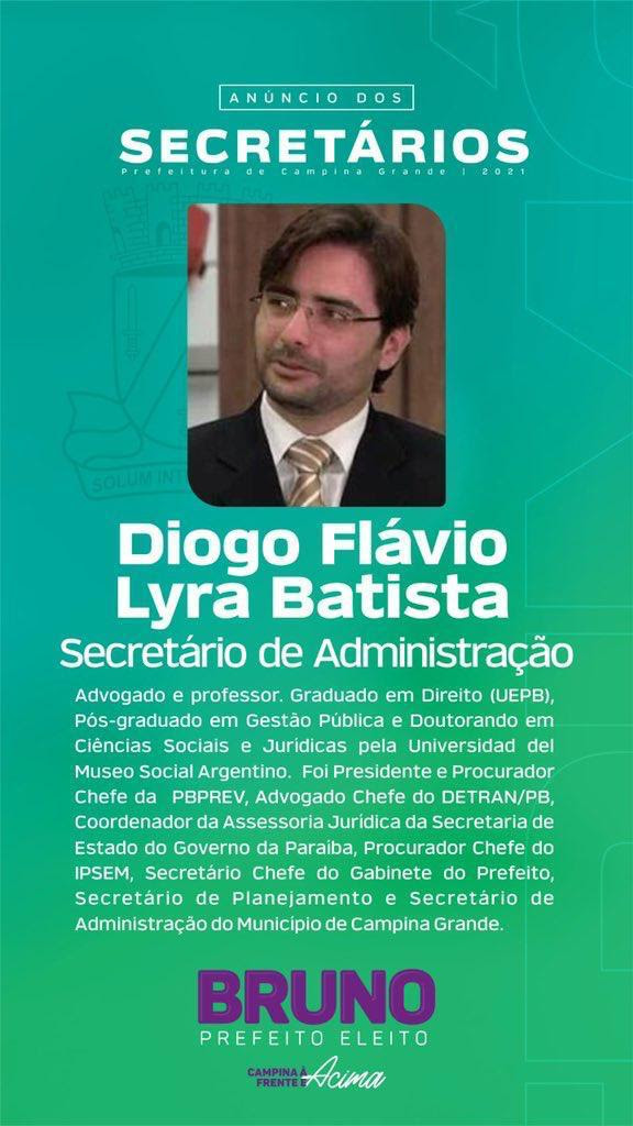 Bruno Cunha Lima anuncia mais sete auxiliares da sua equipe de governo