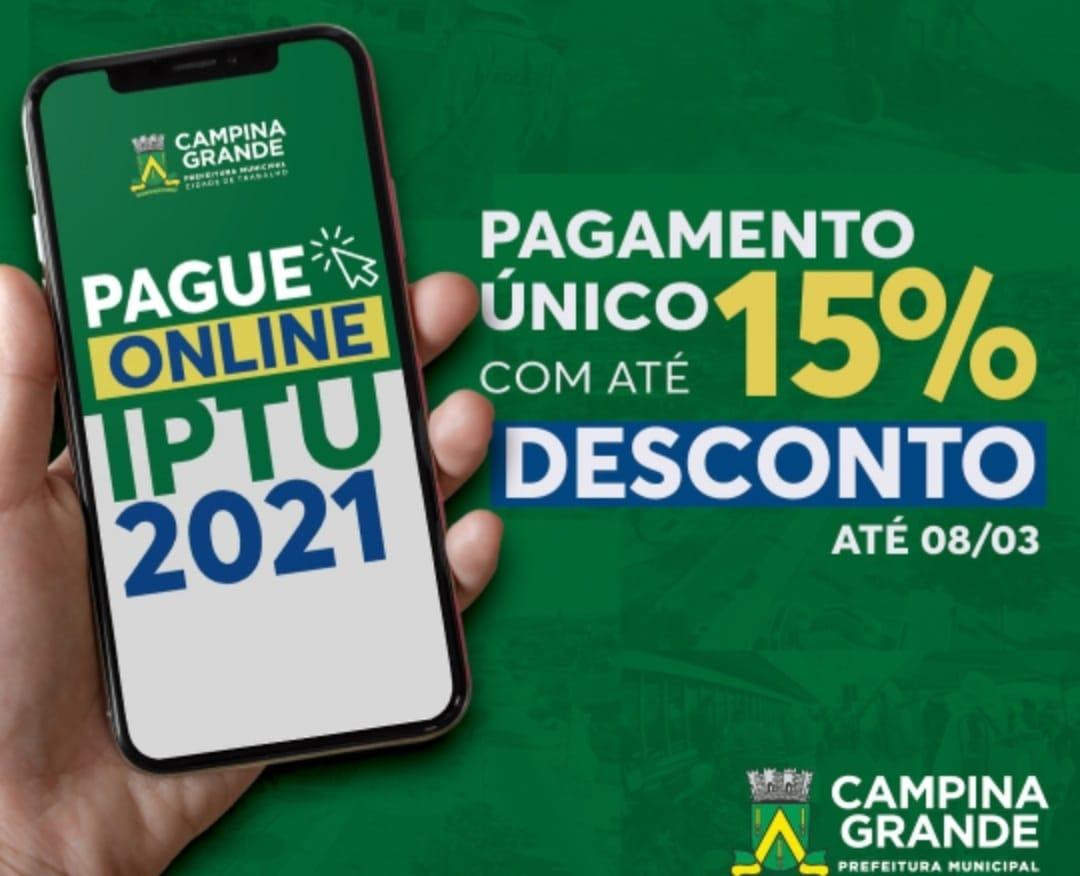 Pagamento em Campina Grande será via Internet com desconto de até 15%, a partir desta terça-feira