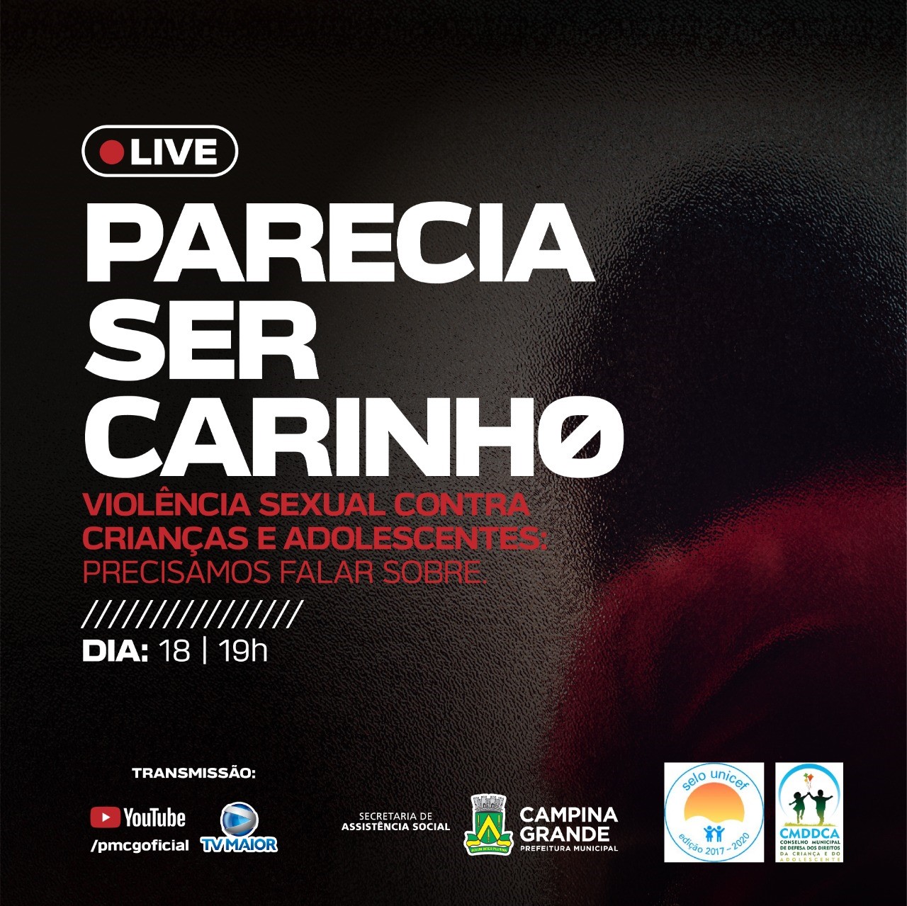 “Parecia ser Carinho”: Prefeitura de Campina Grande promove live no dia dedicado ao combate da exploração sexual de crianças e adolescentes