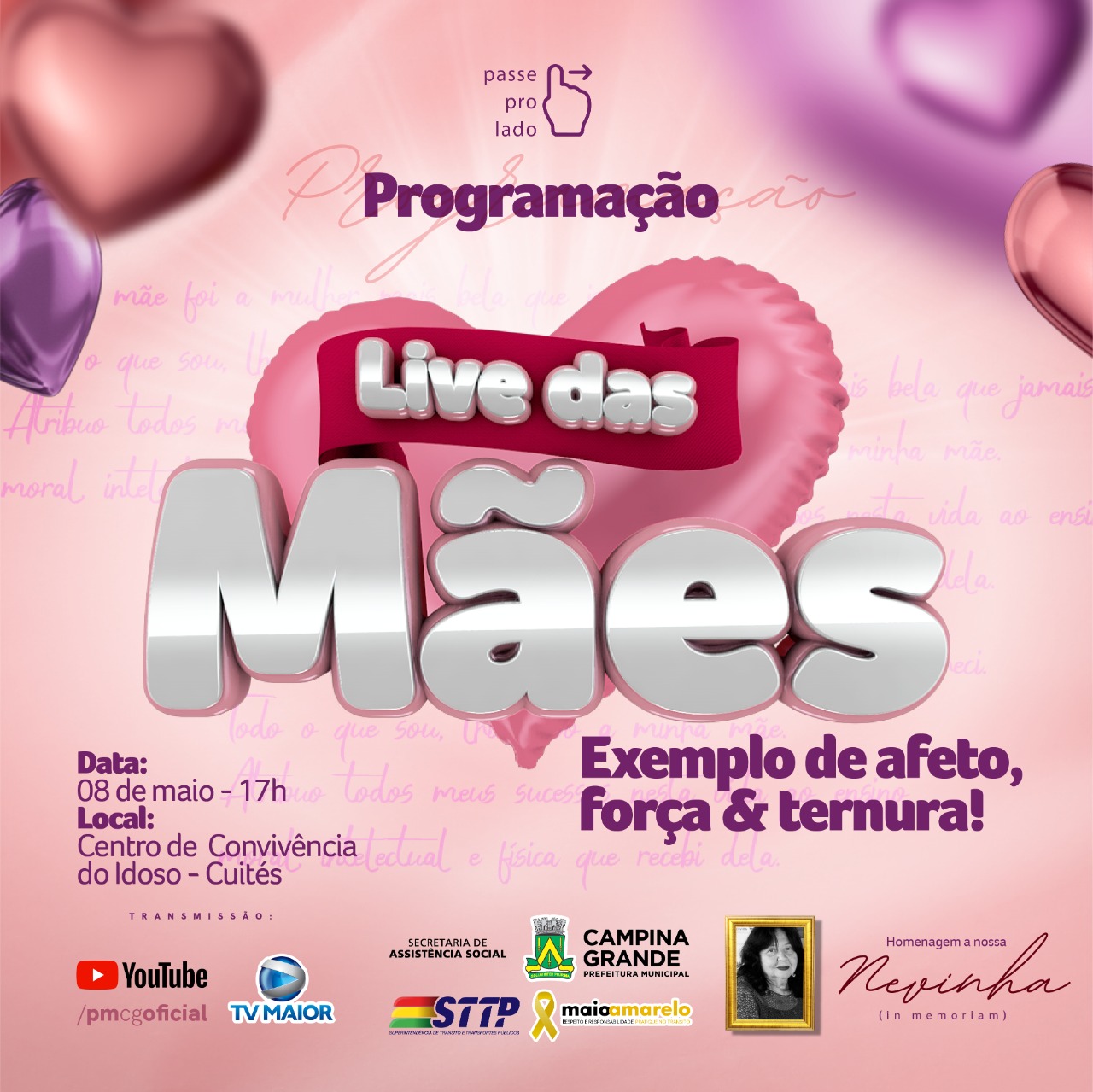 LIVE DAS MÃES EM CAMPINA: Prefeitura reúne vários artistas e vereadoras para homenagear as Mães em evento no Centro de Convivência do Idoso