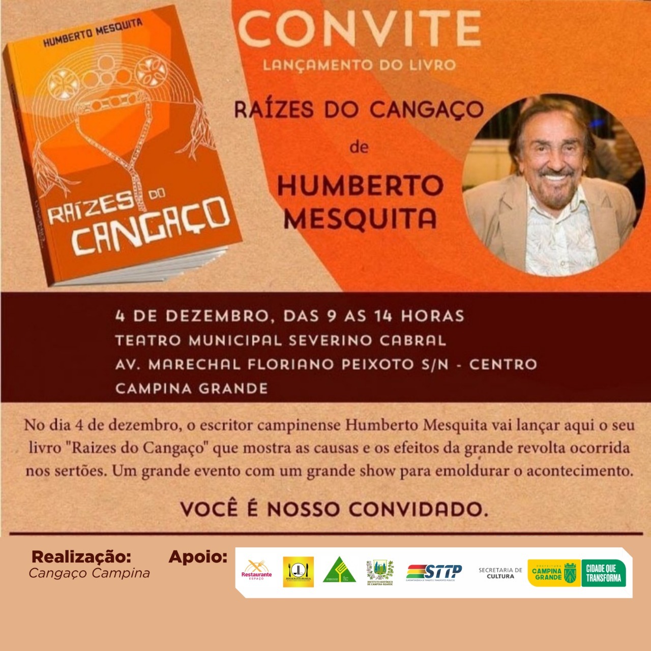 Humberto Mesquita lança livro ‘Raízes do Cangaço’ neste sábado