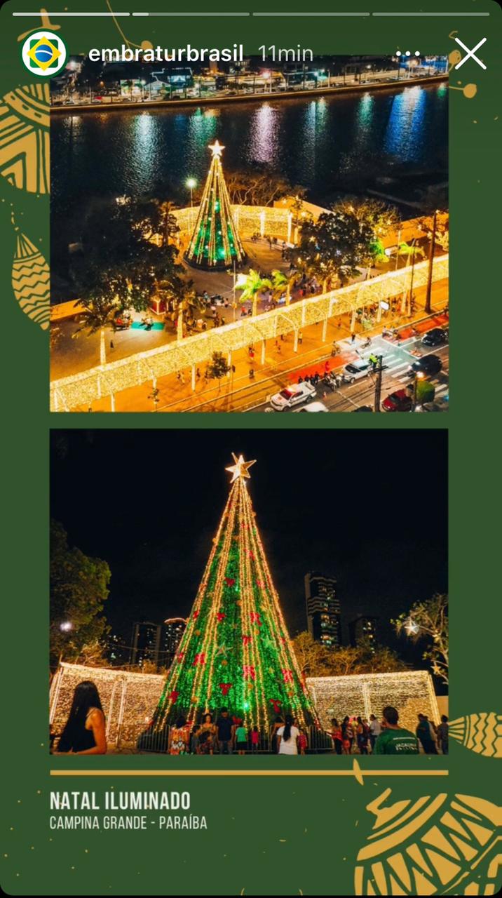 TURISMO: Campina Grande ganha destaque nas redes sociais da Embratur, com o Natal Iluminado