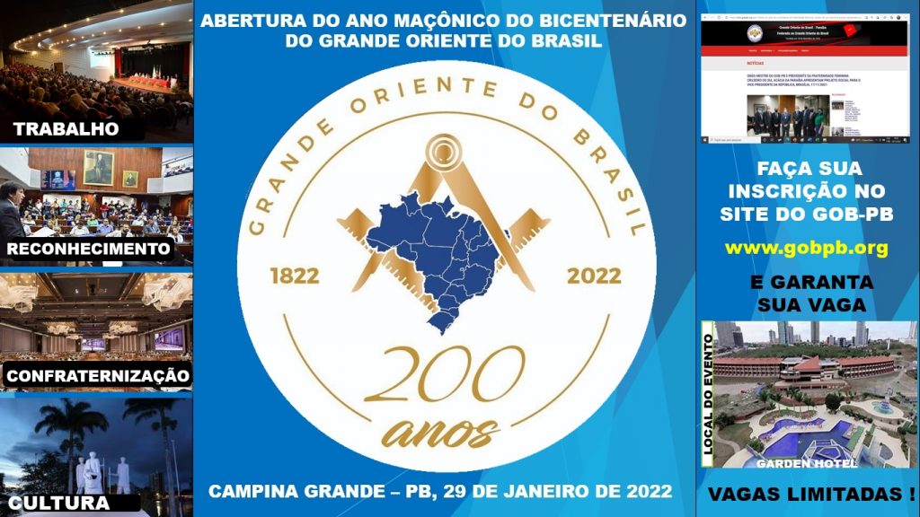 Campina Grande sedia evento nacional da Maçonaria, no próximo sábado