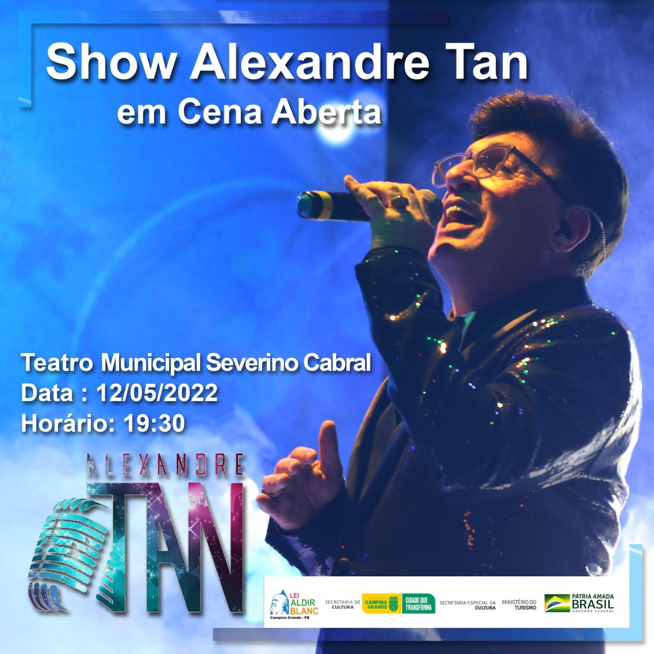 Teatro Municipal recebe espetáculo musical “Alexandre Tan em Cena Aberta”, incentivado pela Prefeitura de Campina Grande