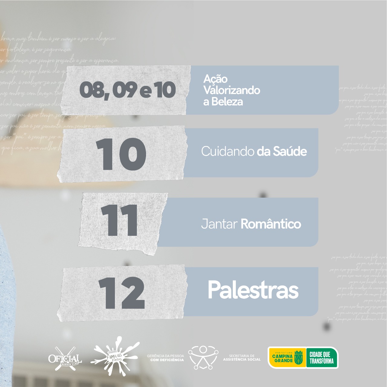 DIA DOS PAIS: Prefeitura de Campina Grande realiza programação especial em homenagem aos Pais Atípicos