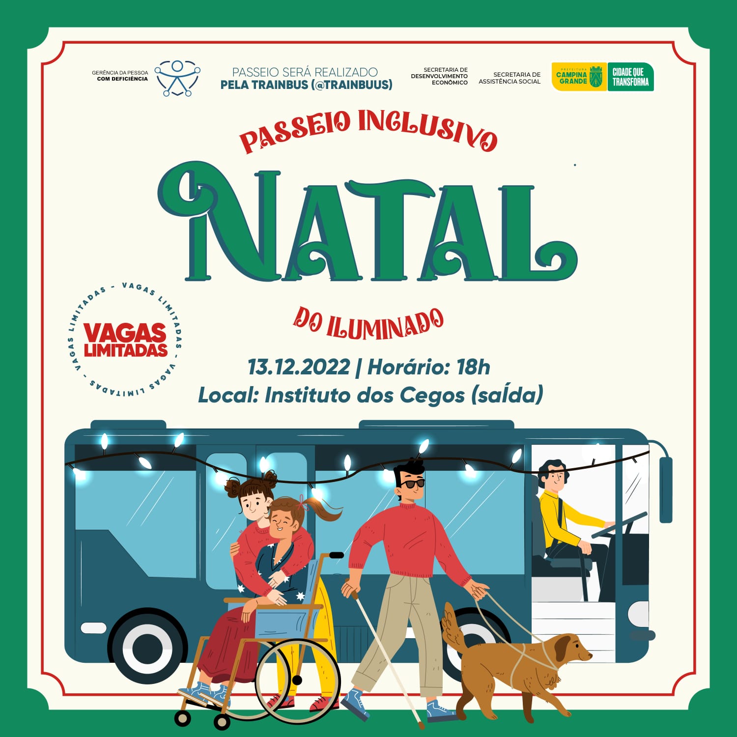 NATAL ILUMINADO:  Prefeitura de Campina Grande promove passeio inclusivo para pessoas atendidas pela Semas