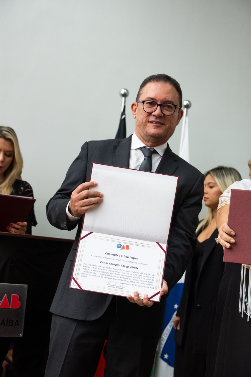 Superintendente da STTP é agraciado com a Comenda Fátima Lopes, maior honraria da OAB-PB