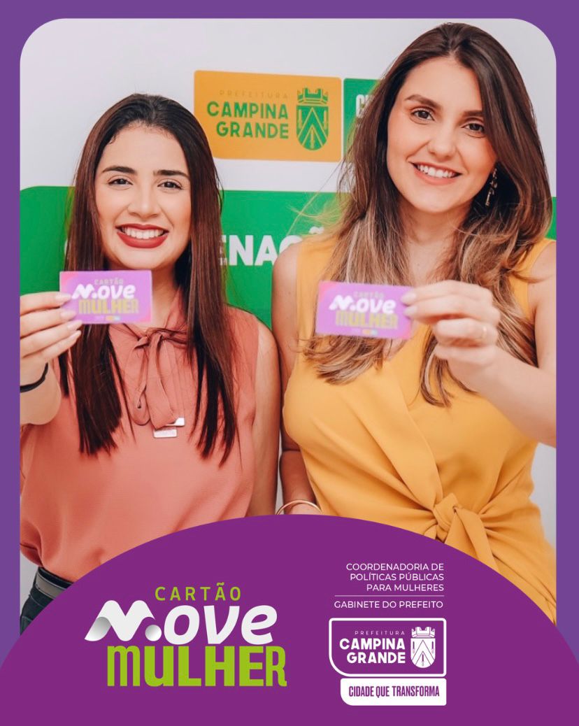 Dia Internacional da Mulher: Prefeitura de Campina Grande lança nesta quarta-feira “Cartão Move Mulher”