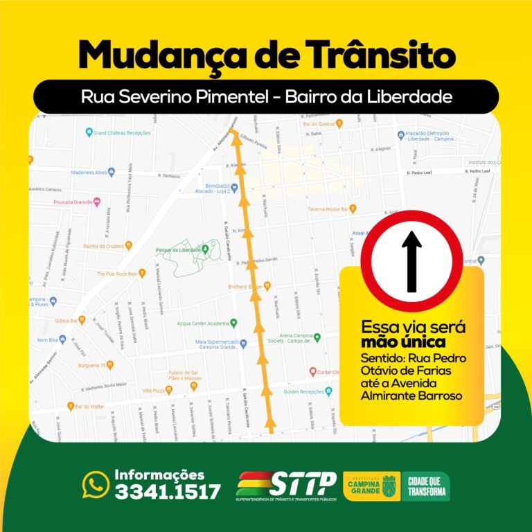 A partir de 10 de abril: STTP implanta mão única na rua Severino Pimentel, na Liberdade