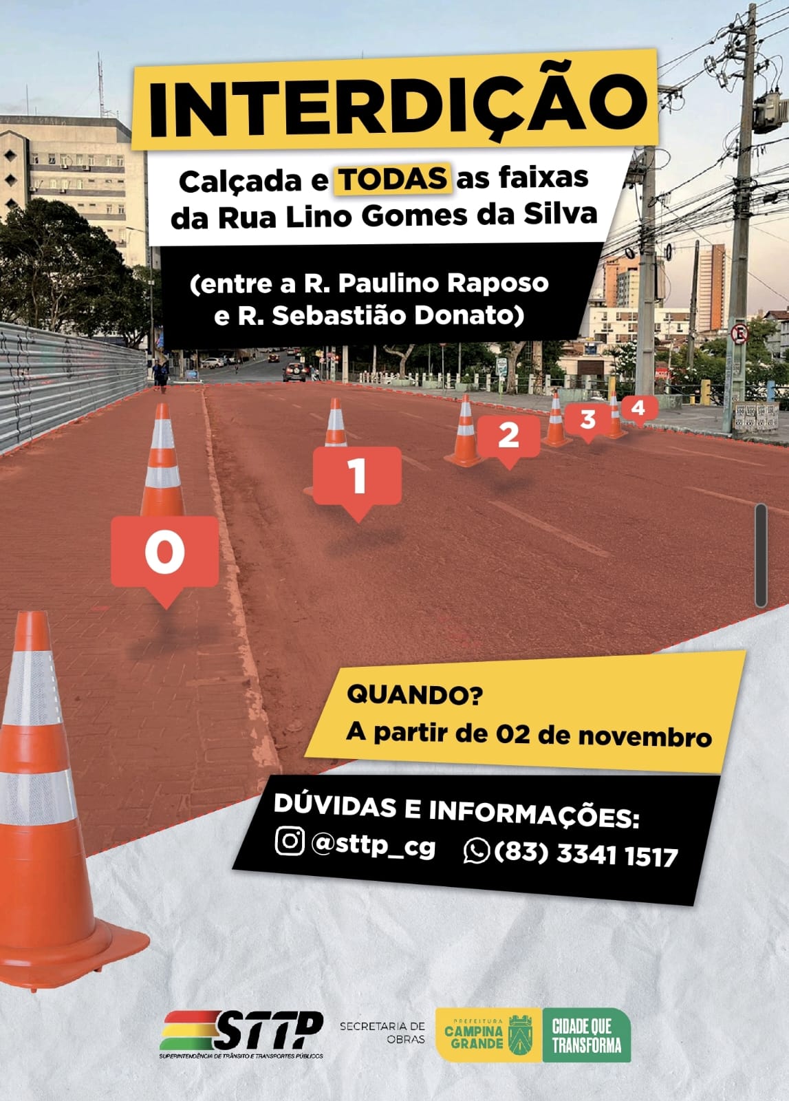 STTP faz campanha informativa sobre opções de rotas devido à interdição da rua Lino Gomes