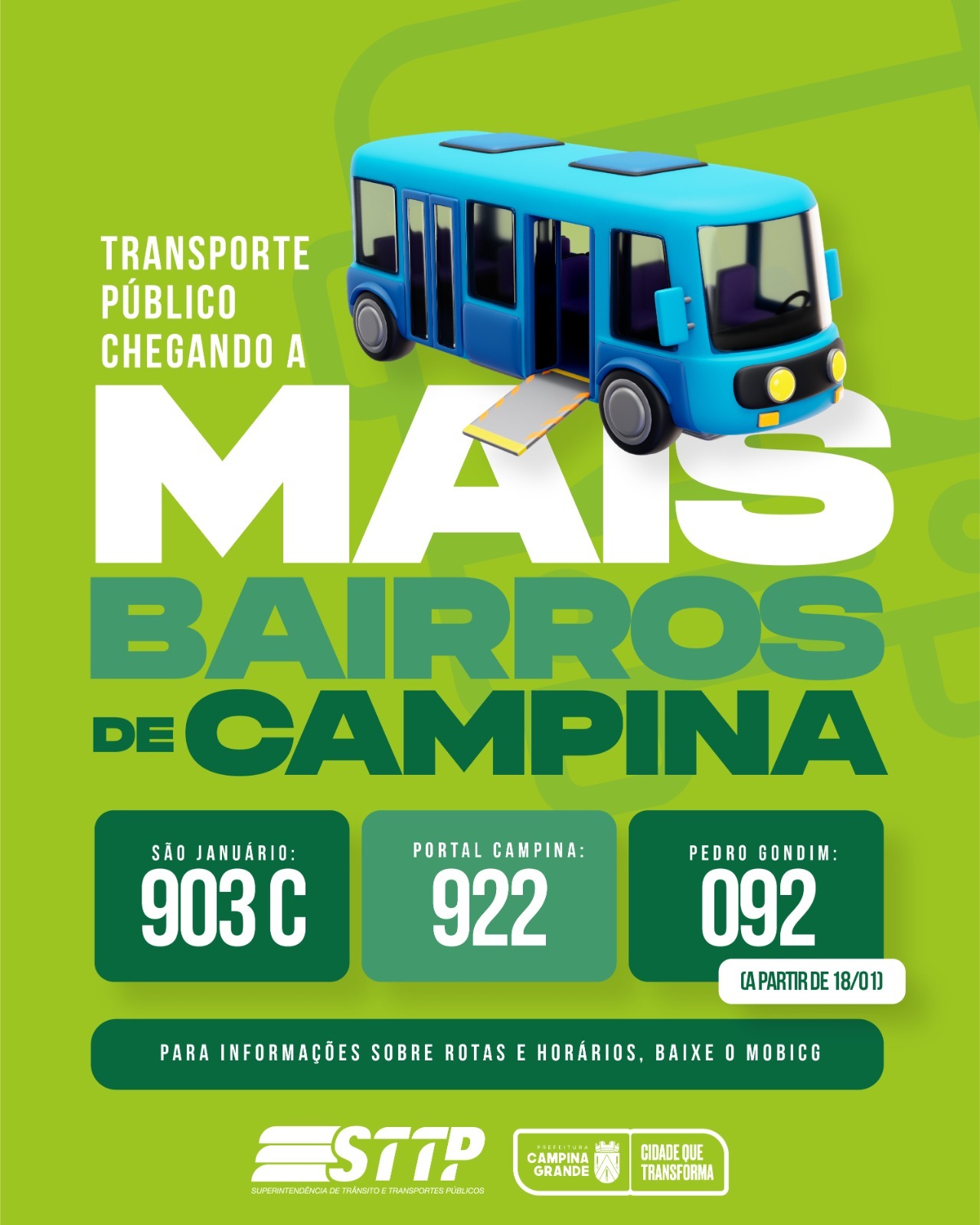 Expansão: Mais três bairros de Campina Grande recebem transporte público esta semana