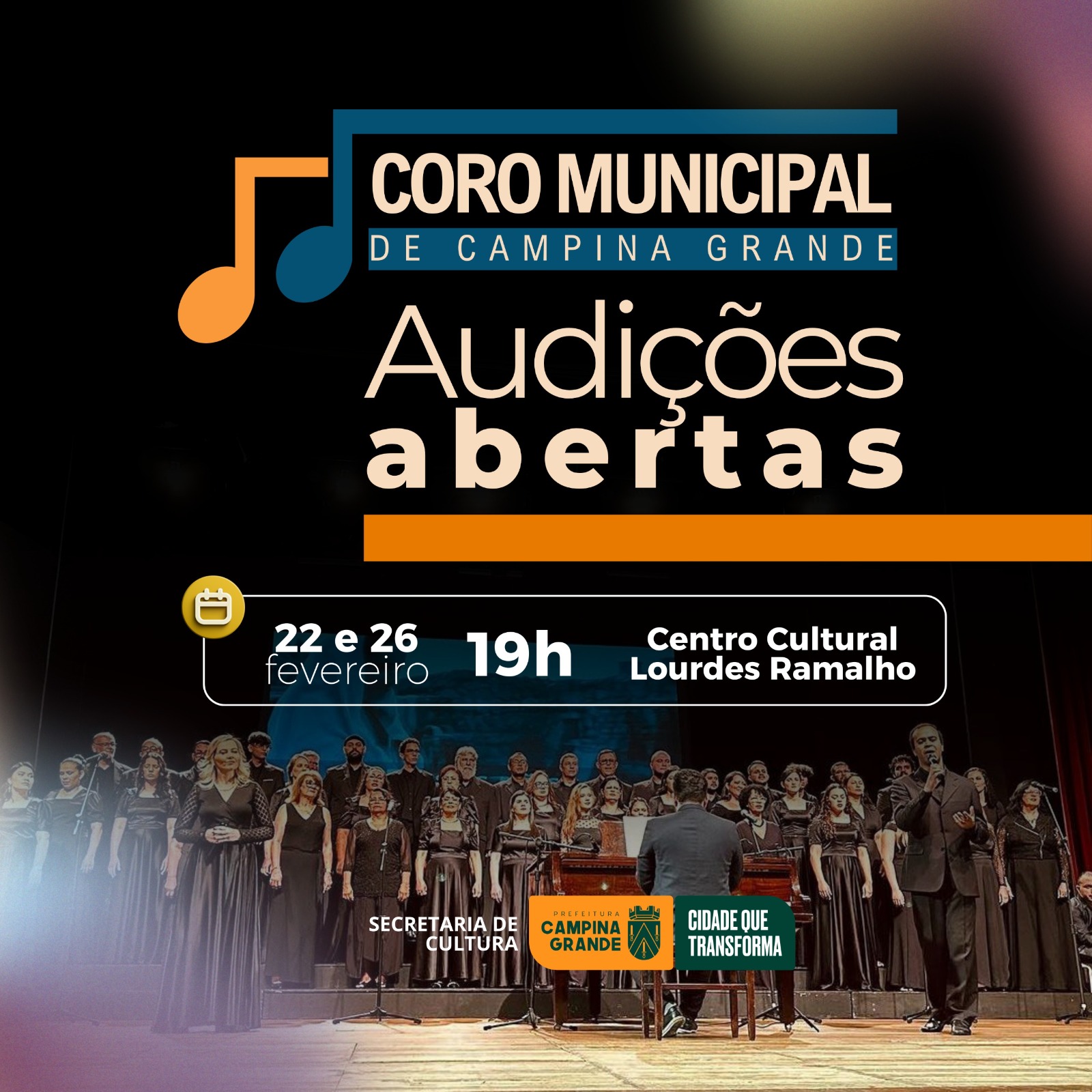 Cultura: Coro Municipal de Campina Grande anuncia audições para novos integrantes