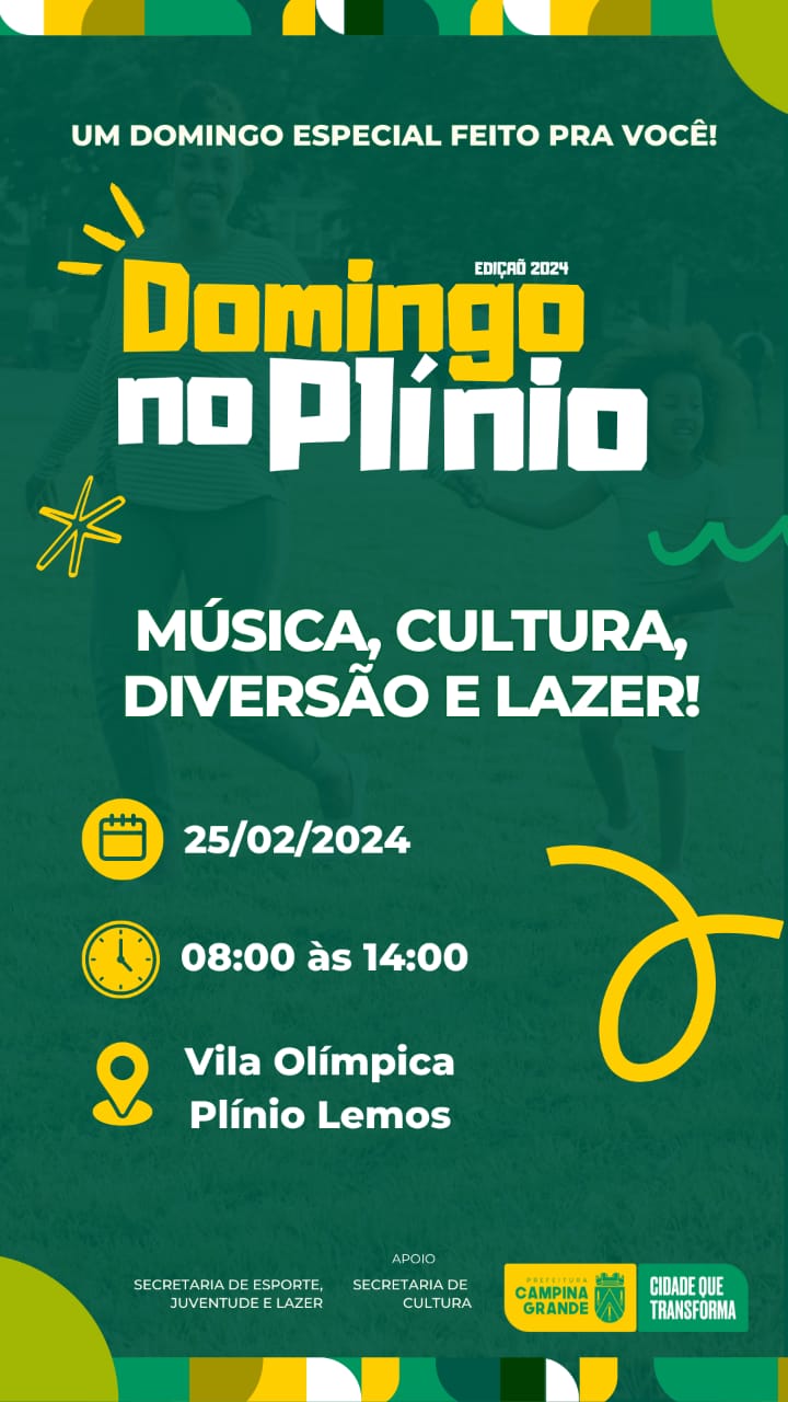 Prefeitura de Campina Grande vai movimentar a cidade com atividades esportivas e de lazer neste final de semana