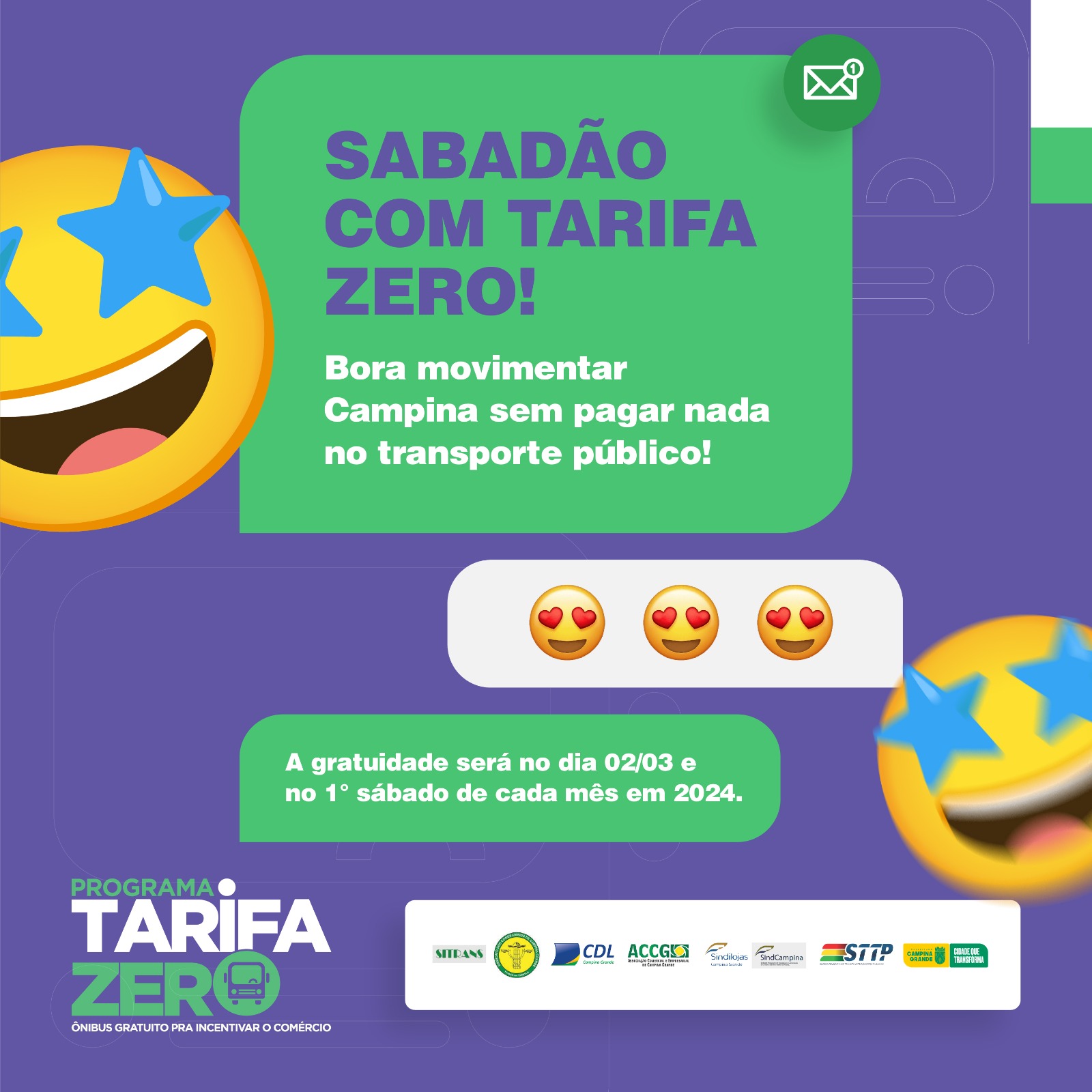 Março começa com mais uma edição do Tarifa Zero em Campina Grande