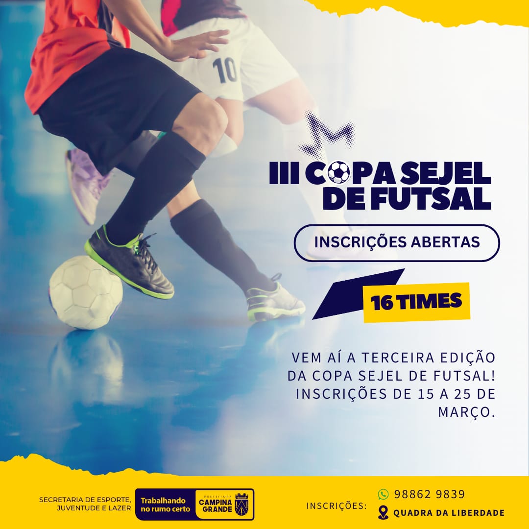 Prefeitura de Campina Grande abre inscrições para a terceira edição da Copa Sejel de Futsal Masculino