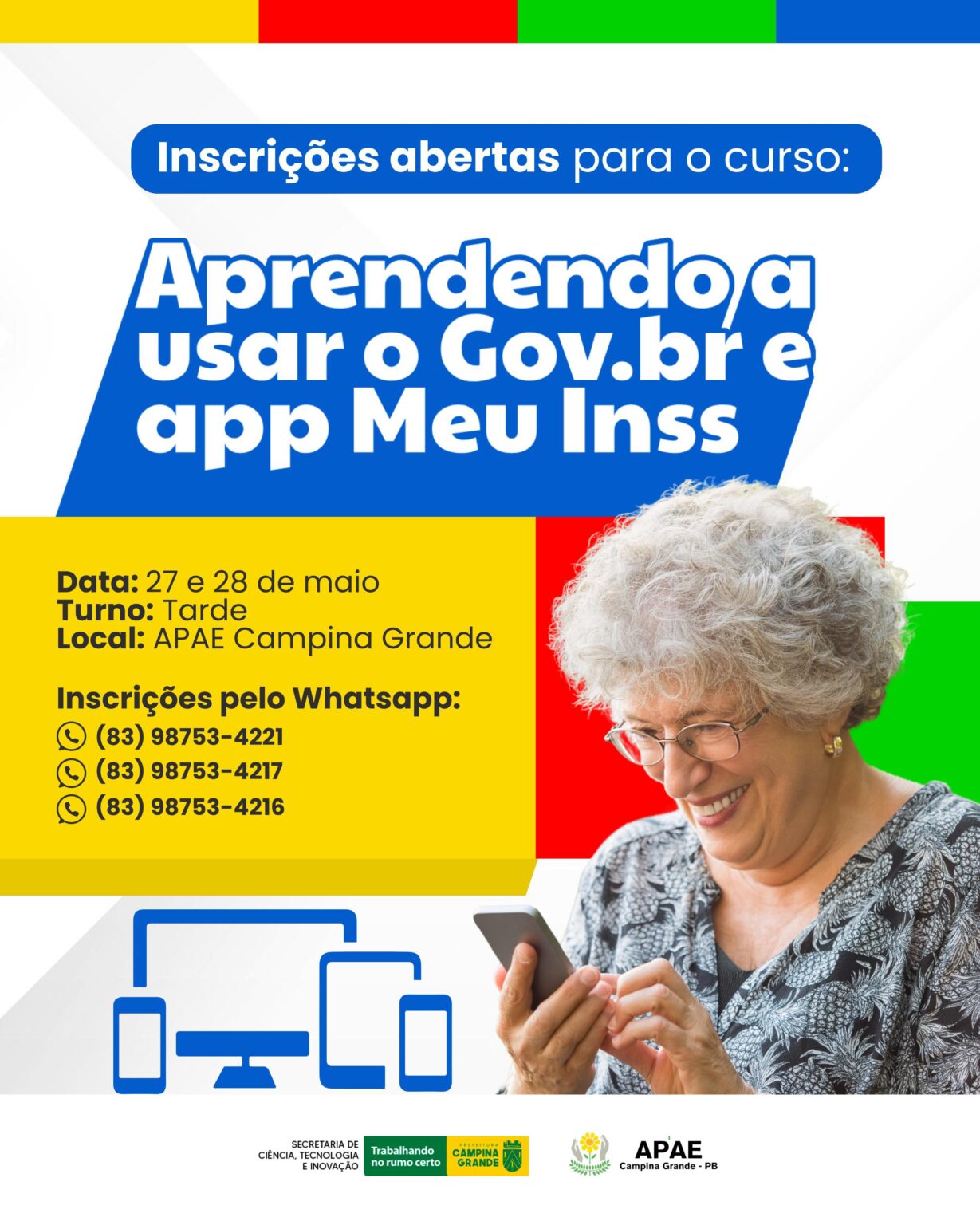 Prefeitura de Campina Grande oferece aulões gratuitos para idosos sobre Gov.br e Meu INSS