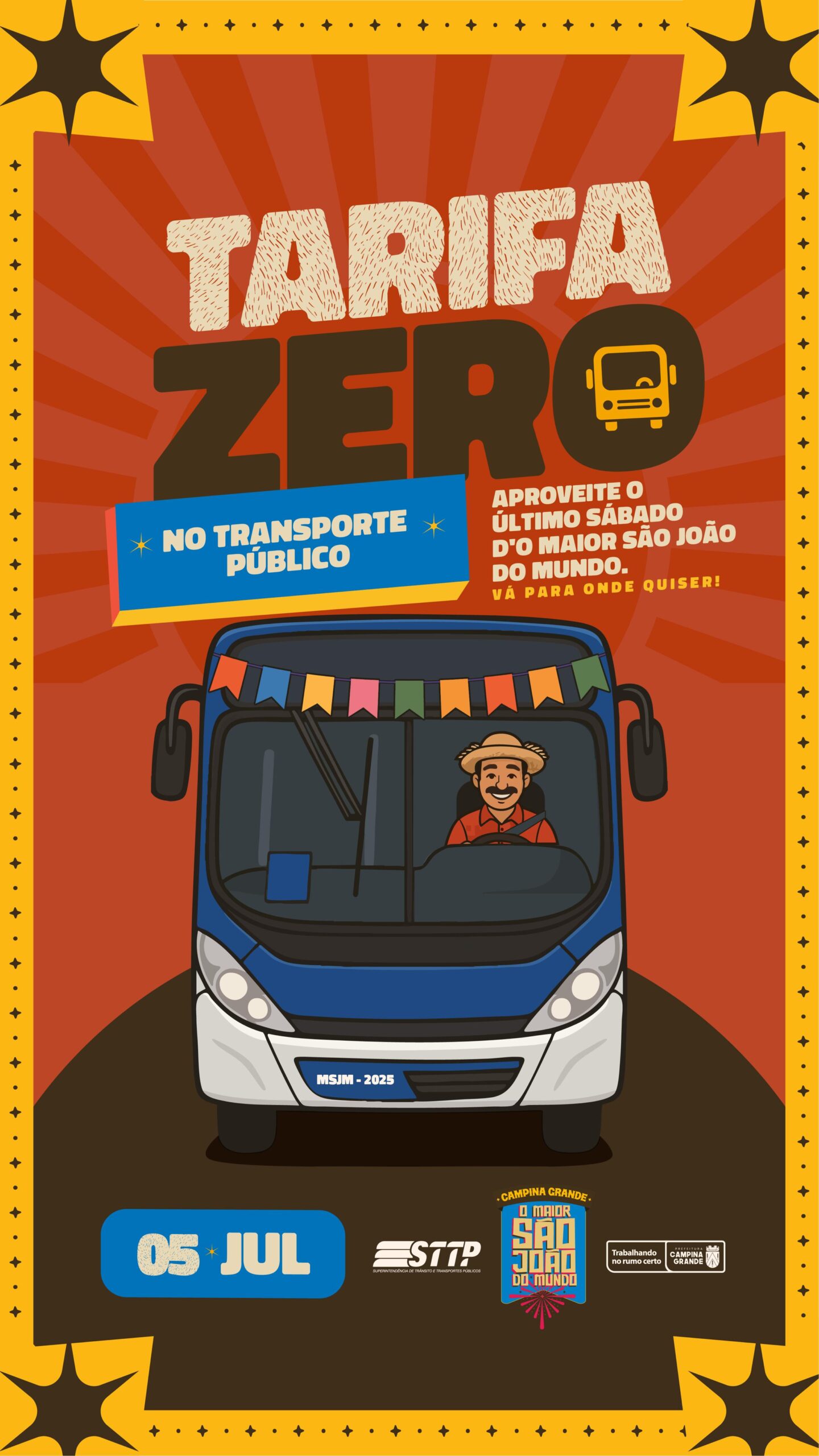 Último sábado d’O Maior São João do Mundo terá Tarifa Zero no transporte público de Campina Grande