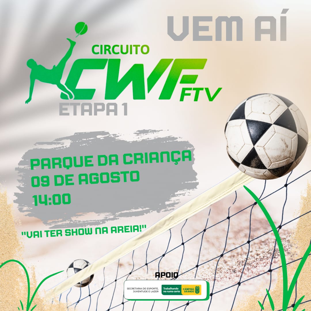 Com apoio da Prefeitura de Campina Grande, Parque da Criança recebe 1ª etapa do CWF de Futevôlei neste sábado