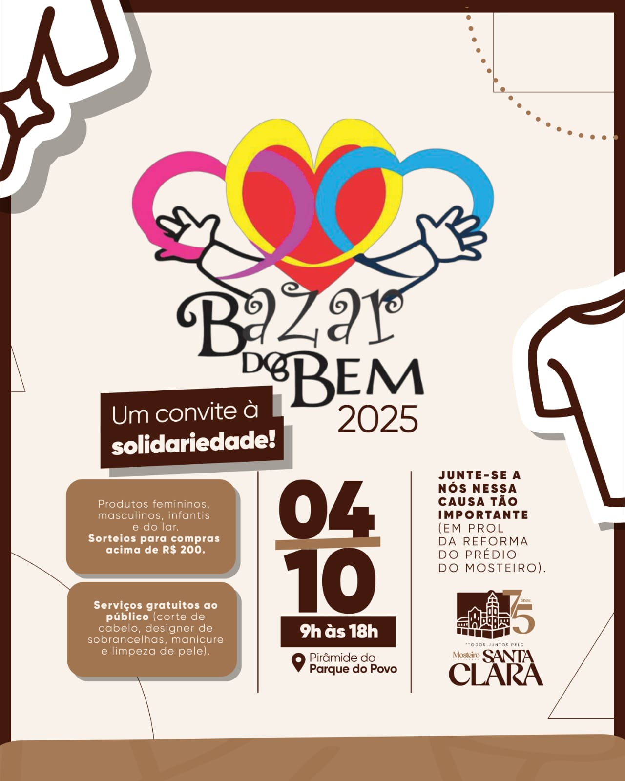 Parque do Povo será palco, neste sábado, do Bazar do Bem para ajudar o Mosteiro das Clarissas