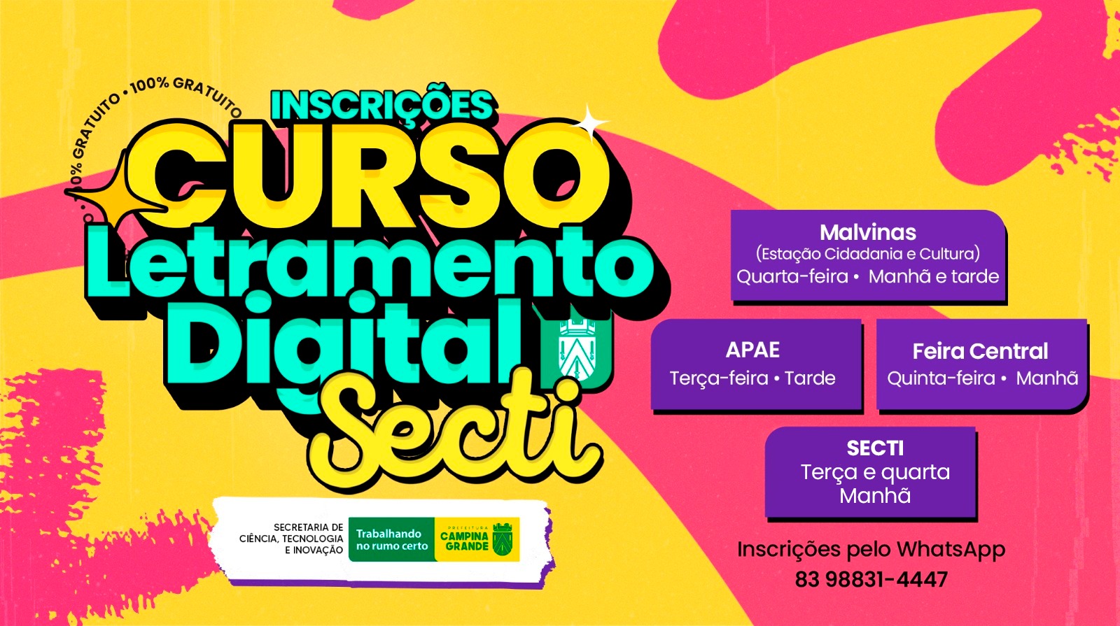 Prefeitura de Campina Grande abre vagas para curso de Letramento Digital nas Lan Houses Sociais do Município