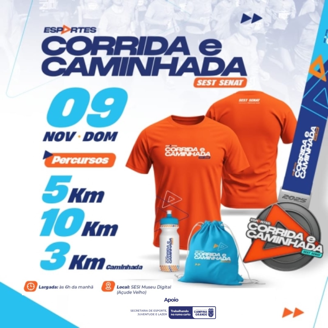 Kits para a Corrida do Sest/Senat serão entregues na sexta-feira e no sábado