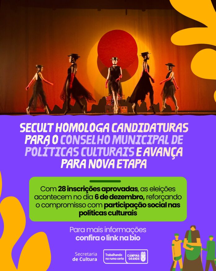 Prefeitura homologa candidaturas para o Conselho Municipal de Políticas Culturais e avança para nova etapa