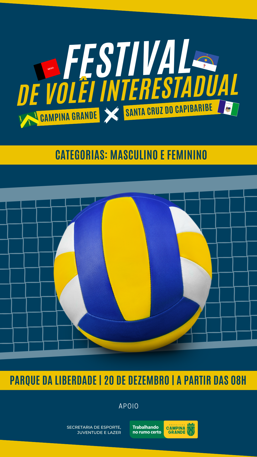 Com apoio da Prefeitura, Campina Grande recebe I Festival de Vôlei Interestadual PB x PE