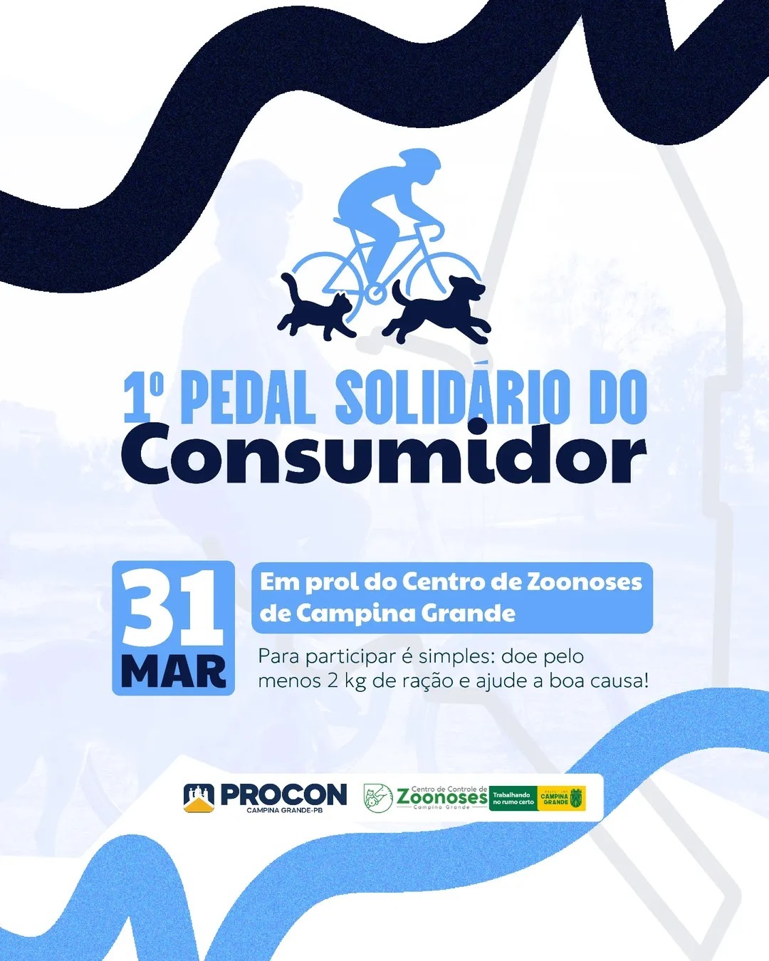 Campina Grande terá Pedal Solidário do Consumidor com parceria entre PROCON e Centro de Zoonoses