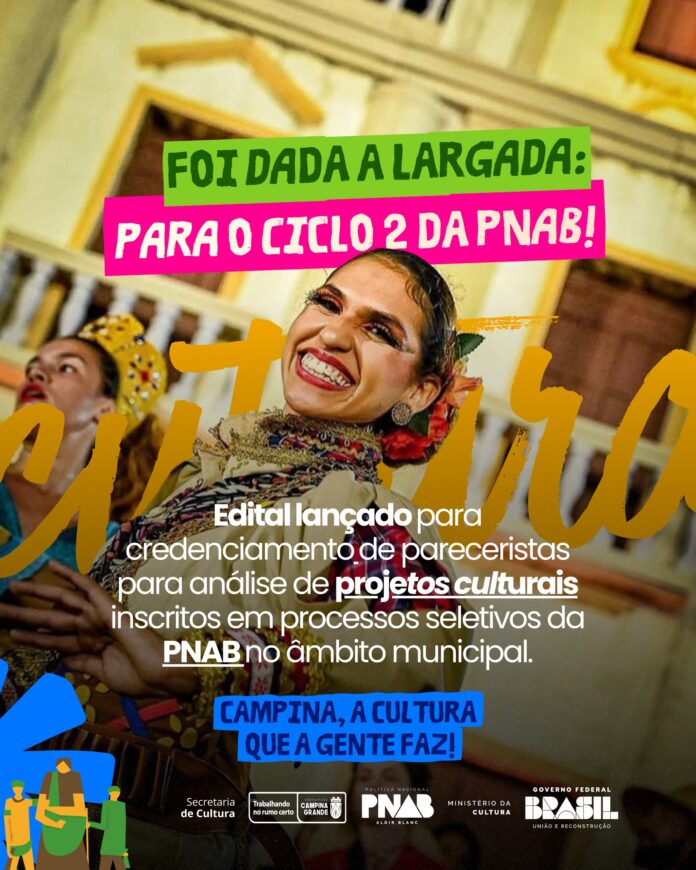 Prefeitura de Campina Grande lança edital de chamamento público para credenciamento de pareceristas culturais