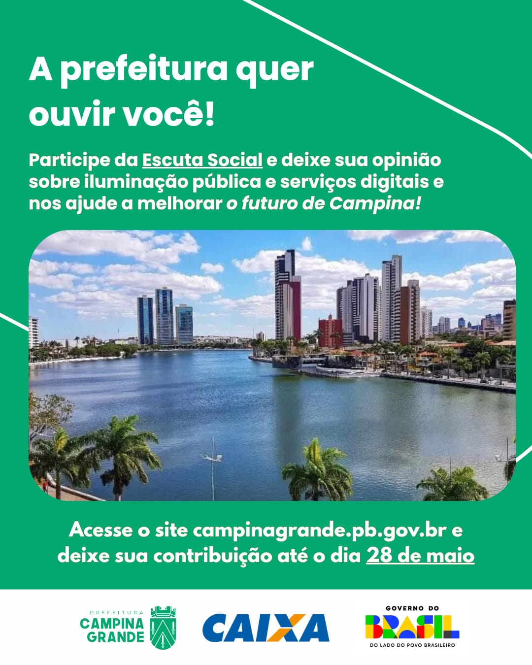Prefeitura de Campina Grande abre escuta social para ouvir população sobre iluminação pública e serviços digitais