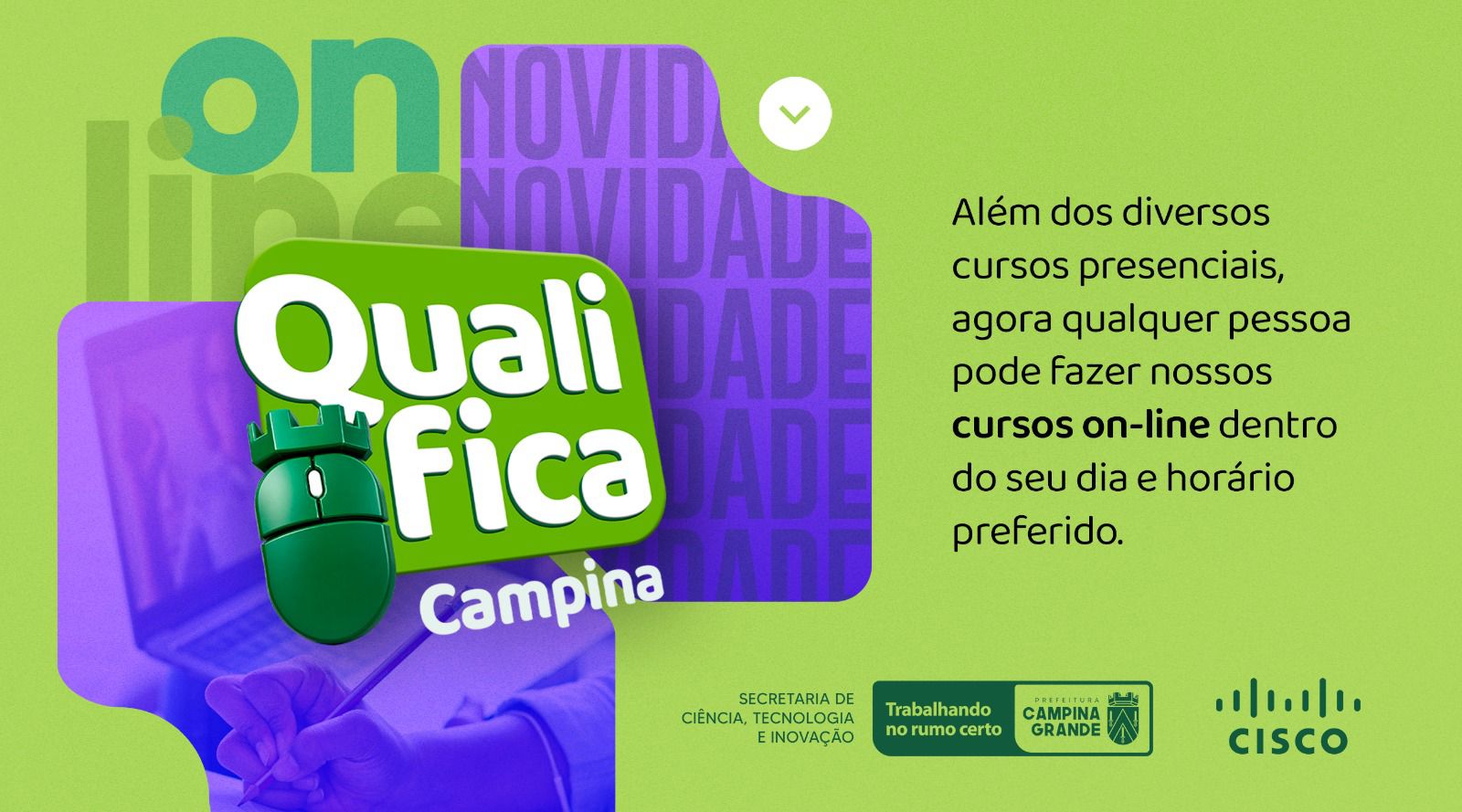 Qualifica Campina: Secti, em parceria com empresa Multinacional, abre inscrições para onze modalidades de cursos online