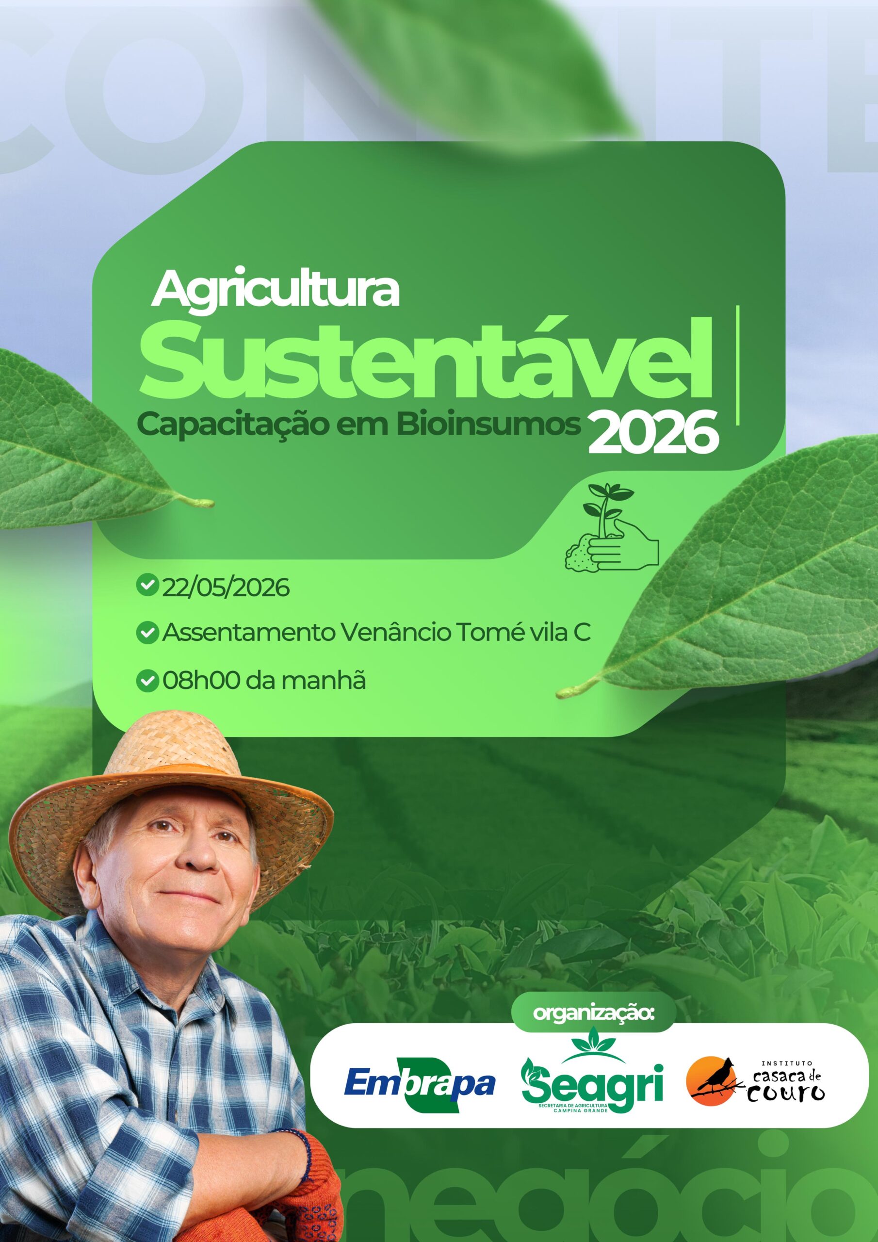 SEAGRI-CG, Embrapa e Instituto Casaca de Couro promovem curso gratuito de Agricultura Sustentável, por meio de biofertilizante