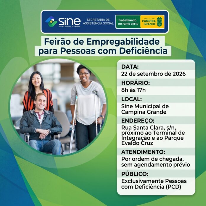 Prefeitura e Sine Municipal realizam Feirão com mais de 100 oportunidades para Pessoas com Deficiência